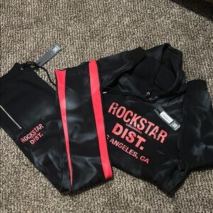 Black and Red Rockstar Dist Tracksuit